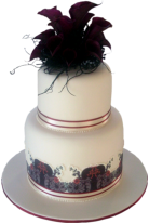 Floral Pattern - Look closely and you will see it is actually cut to shape and has finely piped icing around the edges. Fantastic! Our very first cut side design.